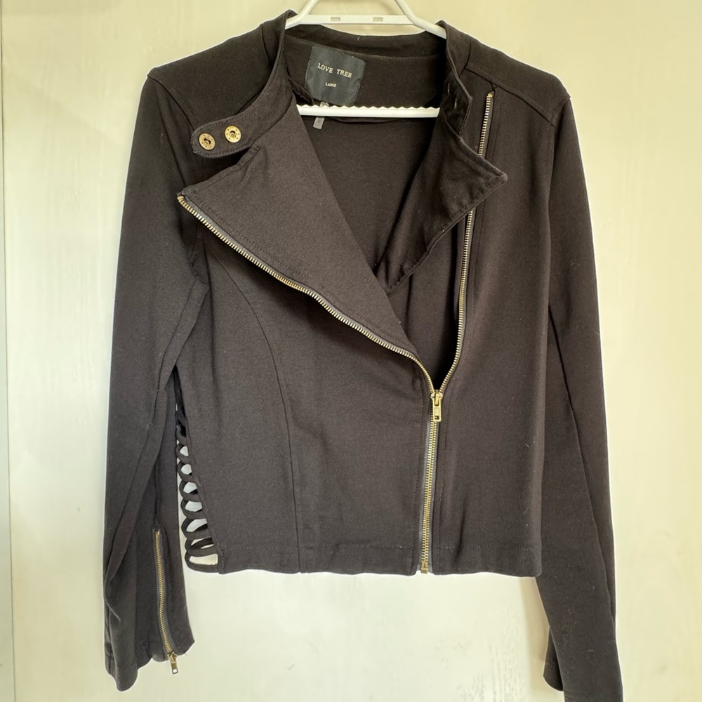 Love Tree Women's Black Blazer with Gold Accents